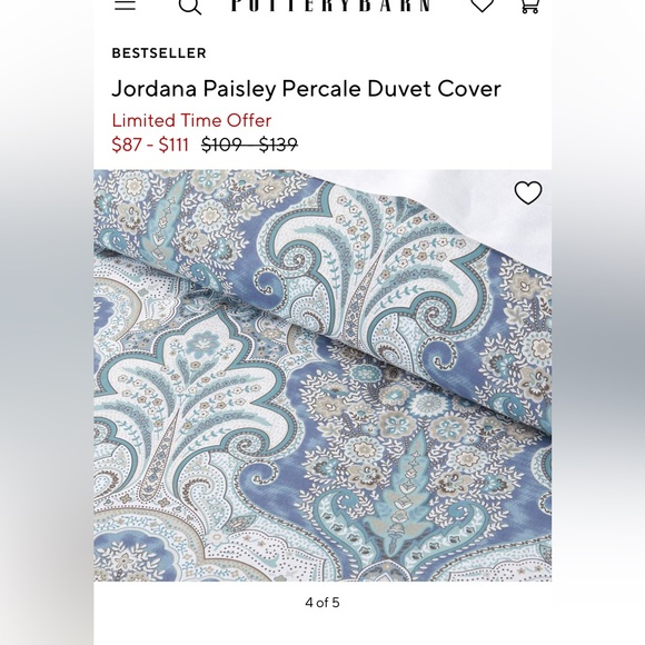Pottery Barn Bedding Pottery Barn Jordana Paisley Duvet Cover